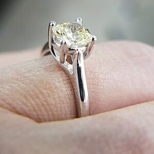 14k White Gold Engagement Ring 1ct Round Sz 8